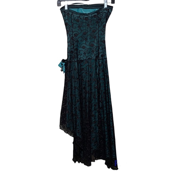 D-Tox New York Embroidered Lace Overlay Strapless Dress Turquoise and Bl… - Picture 2 of 10